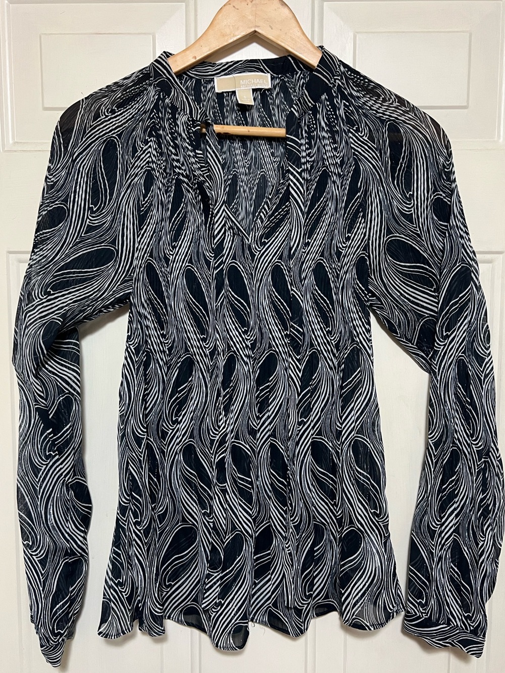 Michael Michael Kors Sheer Abstract Print Blouse Size Small Lightweight Top